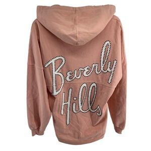 Spirit Jersey Studded‎ Beverly Hills Pink Hoodie Sweatshirt Womens Small NEW